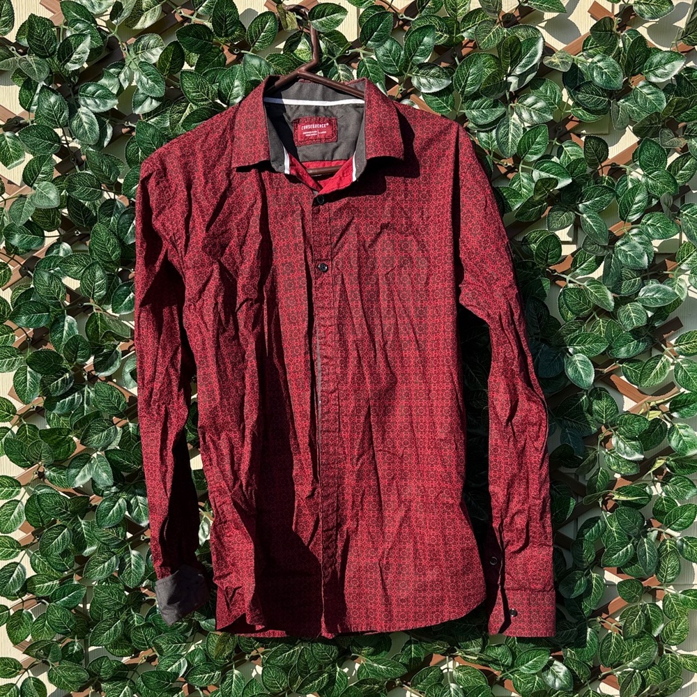 Stylish Red Men's Casual Button Down Shirt